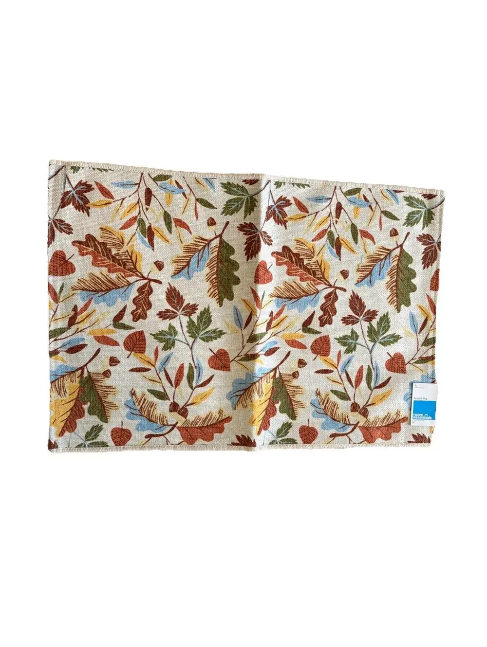 Room Essentials Washable Leaf Scatter Woven Accent Rug in Cream, Org & Gen NWT